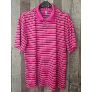 PGA TOUR Polo Golf Short Sleeve SHIRT Pink Black White Stripe Men's XL